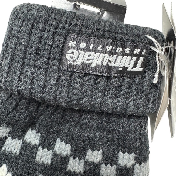 unisex gloves winter THINSULATE NWT black white knit size M/L - Picture 10 of 12